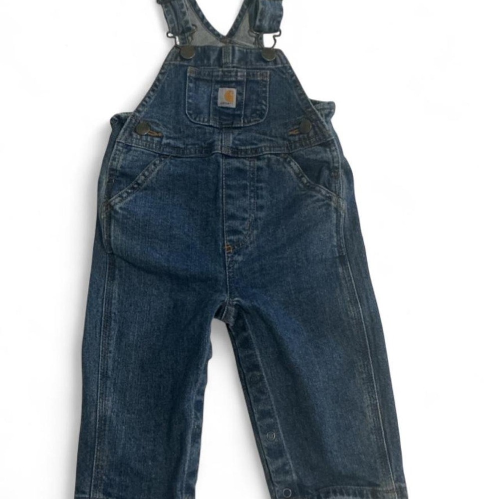 Carhartt Denim Bib Overalls‎ Baby 9M Blue Good Workwear OX8665-B